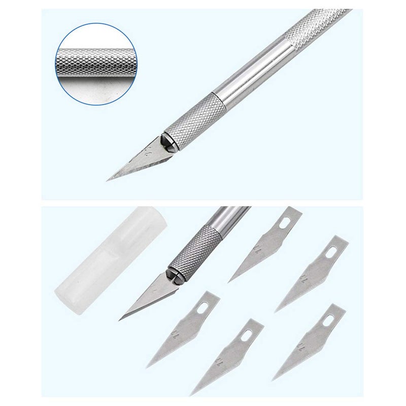 Comidox 2 Sets Stainless Steel Precision Carving Cutter Craft Knife Solid Metal Pen Knife Razor Tool for Phone PC Tablet Drone Repair DIY Art Work Sculpture - Image 4